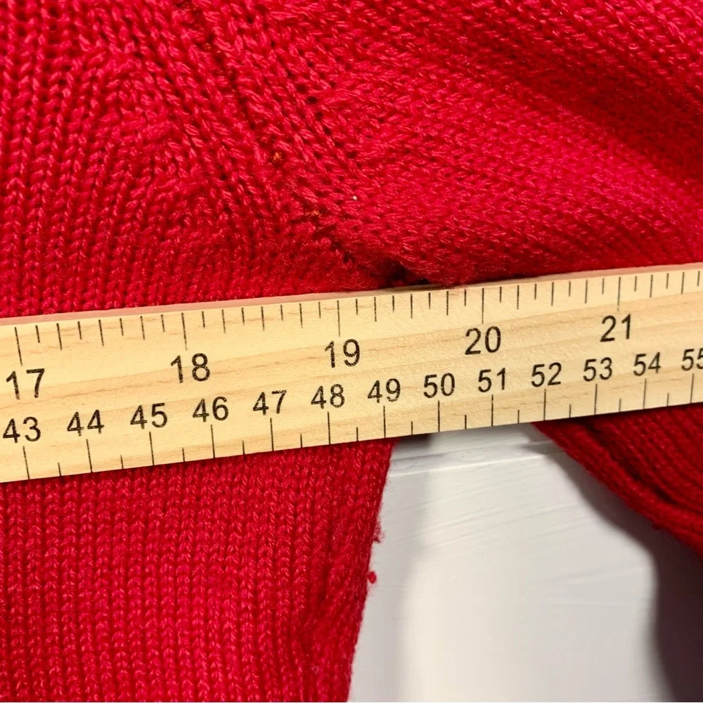 A. Giannetti Cardigan‎ Sweater Women Sz L Red 100% Merino Wool Collar Christmas - Picture 12 of 12